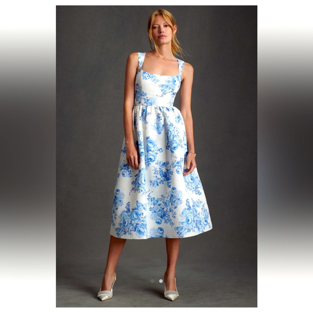 Sachin & Babi Blaine taffeta square neck midi dress
